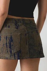 BDG Ultimate Velvet Flocked Denim Low-Rise Mini Skirt