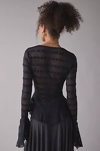 Kimchi Blue Irene Sheer Lace Ruffle Bell Sleeve Top