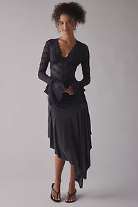 Kimchi Blue Irene Sheer Lace Ruffle Bell Sleeve Top