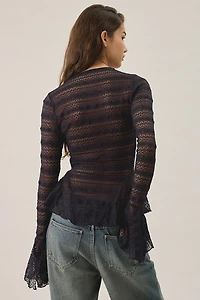 Kimchi Blue Irene Sheer Lace Ruffle Bell Sleeve Top