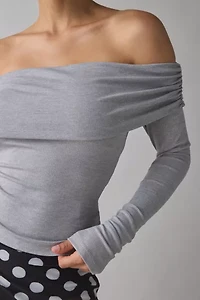 Kimchi Blue Lily Ruched Foldover Off-The-Shoulder Knit Top