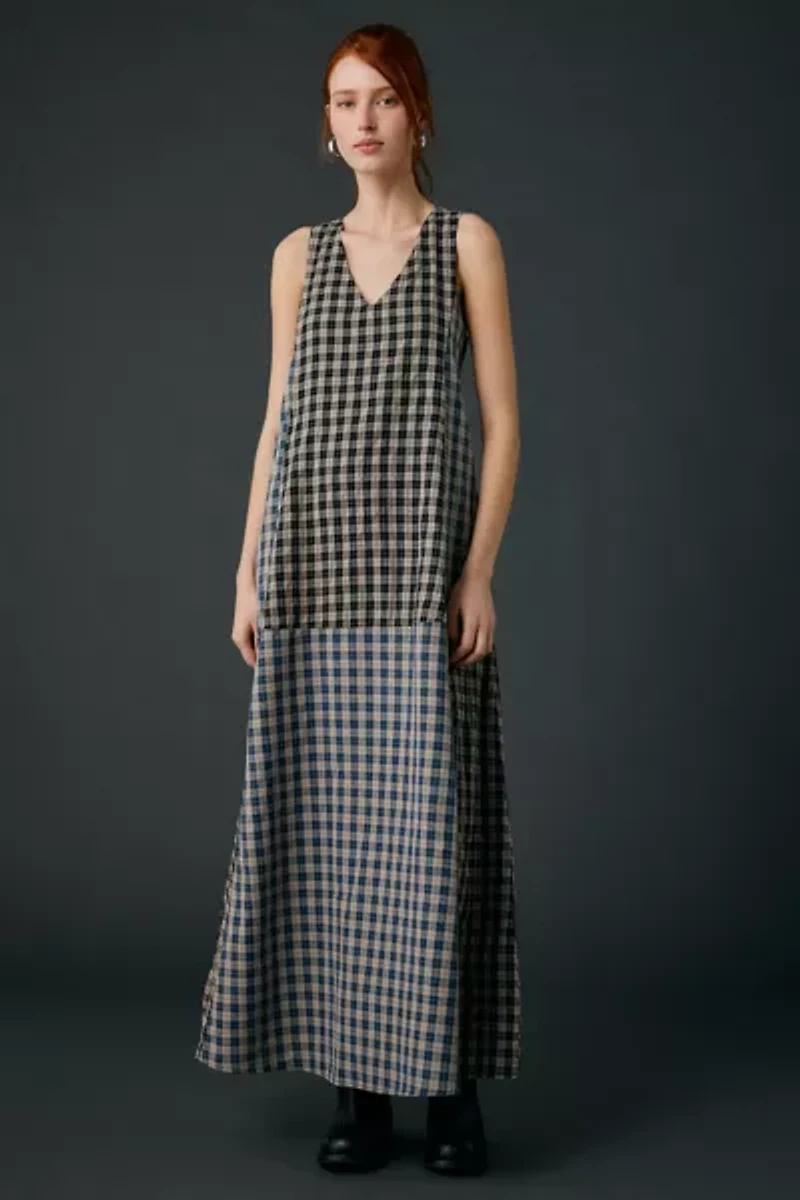 Daisy Street Poem Patchwork Plaid Maxi Dress