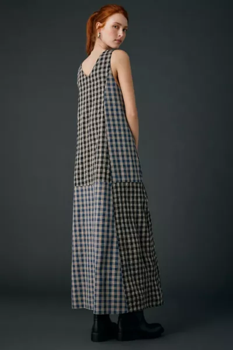Daisy Street Poem Patchwork Plaid Maxi Dress