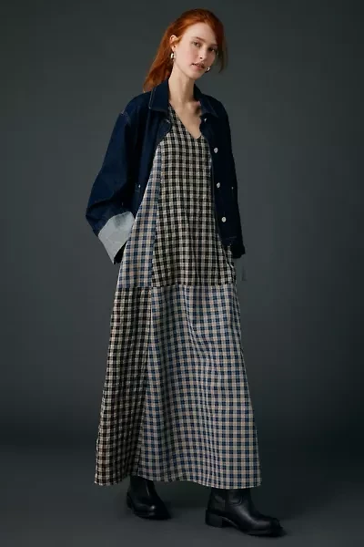 Daisy Street Poem Patchwork Plaid Maxi Dress