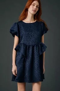 Daisy Street Tilda Floral Jacquard Satin Babydoll Mini Dress