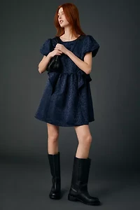 Daisy Street Tilda Floral Jacquard Satin Babydoll Mini Dress