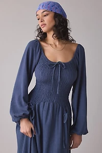 Daisy Street Midnight Smocked Long Sleeve Maxi Dress