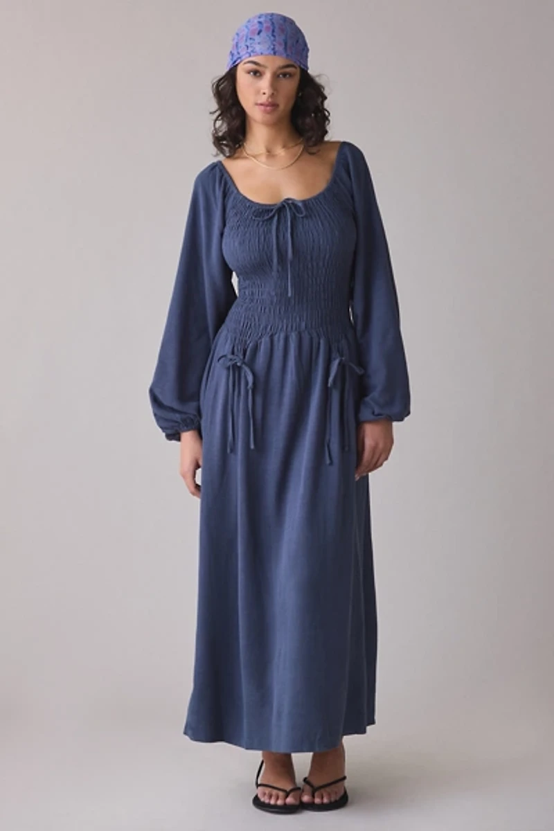 Daisy Street Midnight Smocked Long Sleeve Maxi Dress