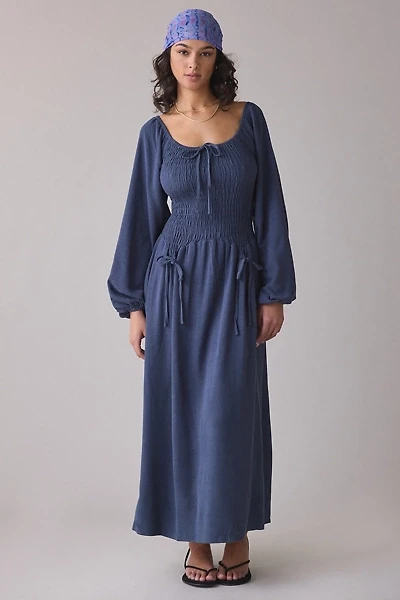 Daisy Street Midnight Smocked Long Sleeve Maxi Dress