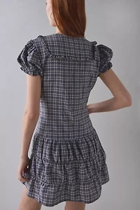 Daisy Street Angel Drop Waist Button-Front Plaid Mini Dress