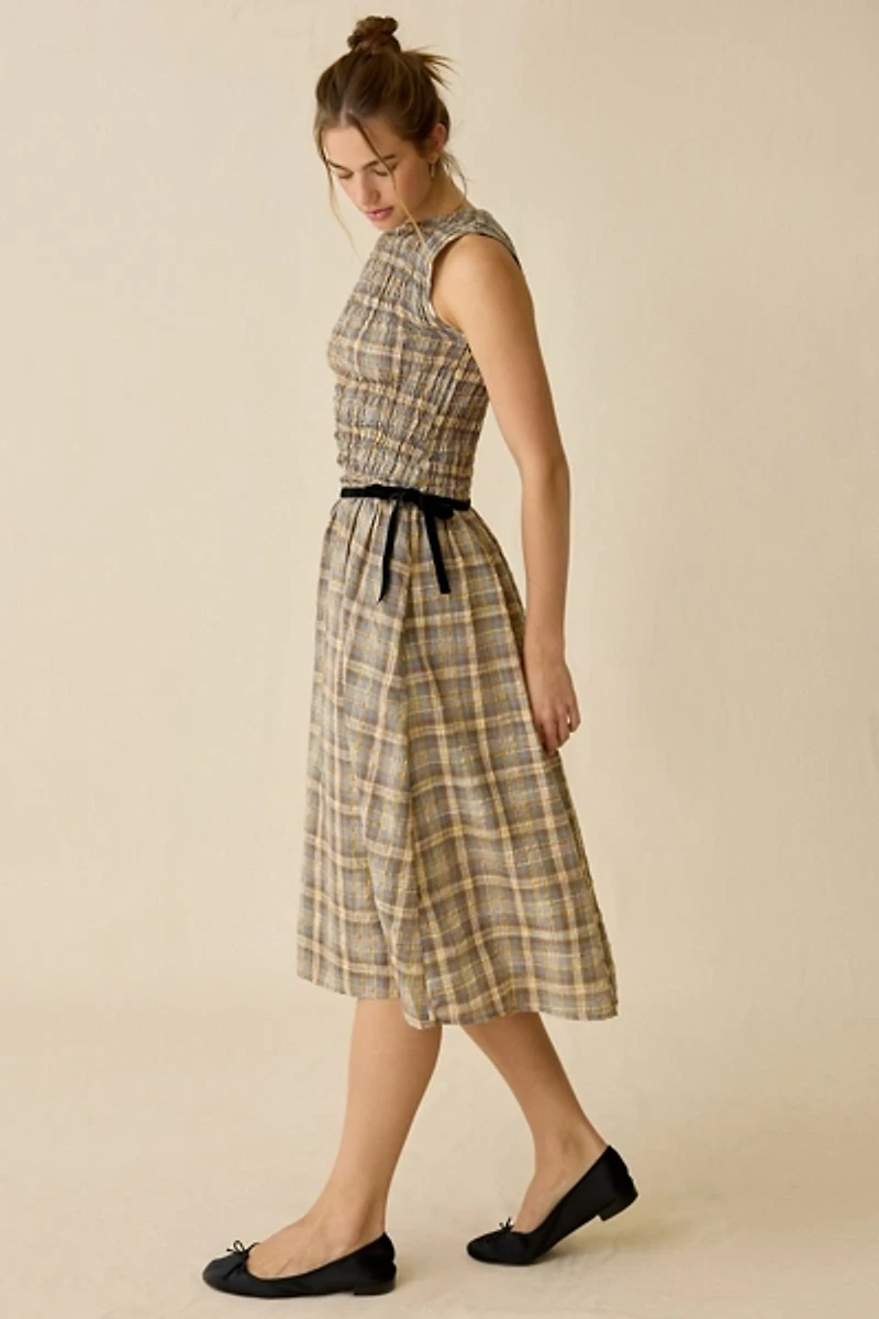 Daisy Street Nola Drop Waist Smocked Midi Dress