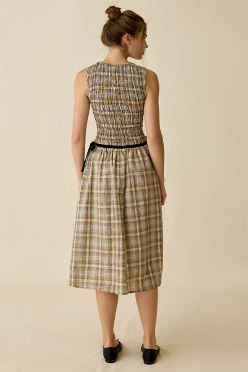 Daisy Street Nola Drop Waist Smocked Midi Dress