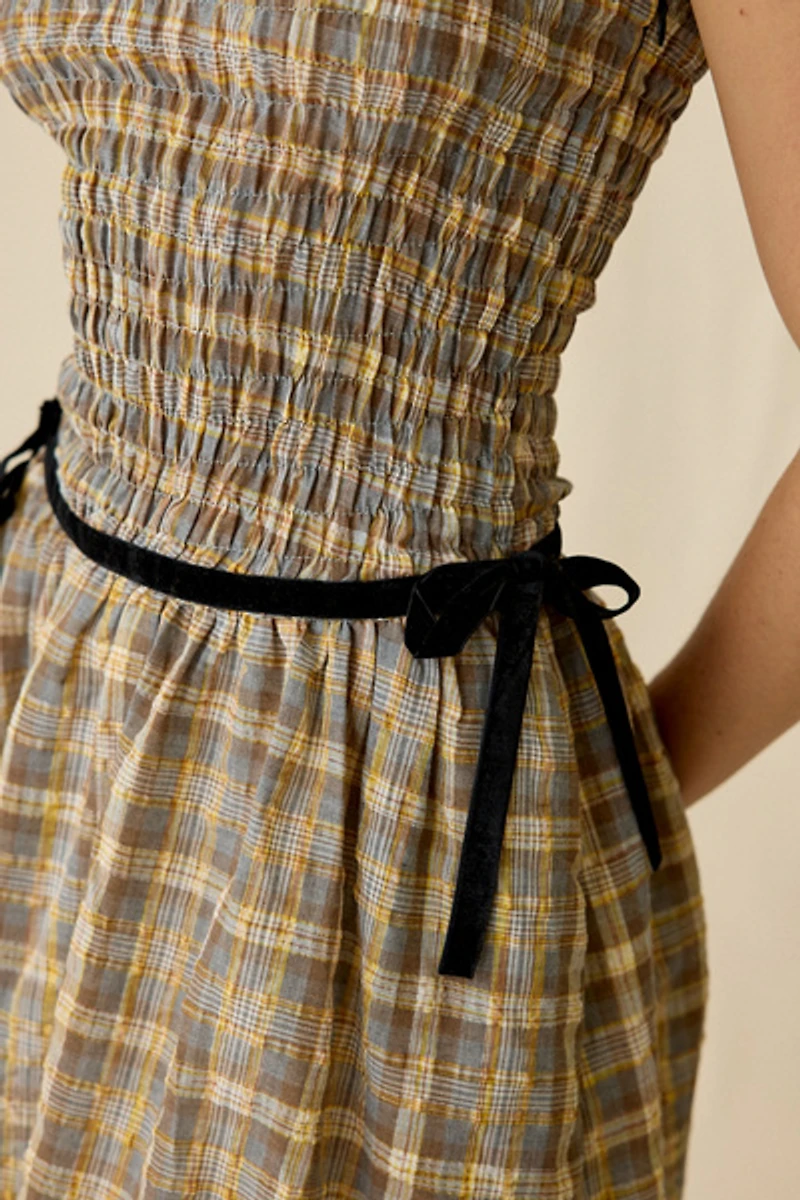 Daisy Street Nola Drop Waist Smocked Midi Dress