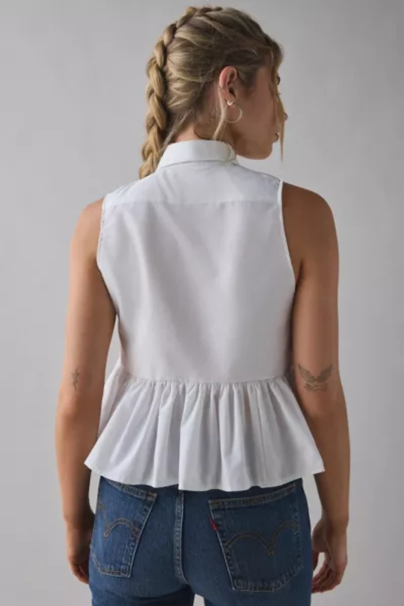 ReMADE By UO Cropped Peplum Button-Down Shirt