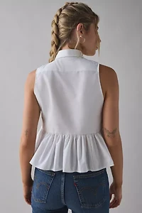ReMADE By UO Cropped Peplum Button-Down Shirt
