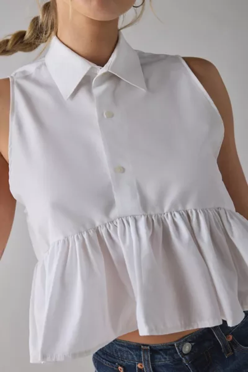 ReMADE By UO Cropped Peplum Button-Down Shirt