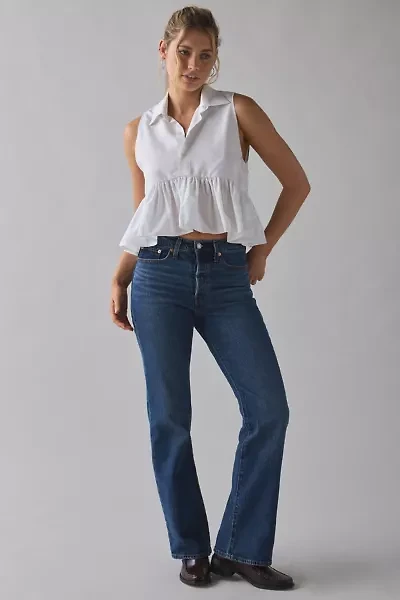 ReMADE By UO Cropped Peplum Button-Down Shirt
