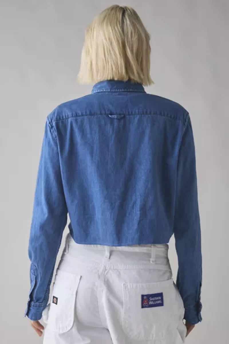ReMADE By UO Denim Shirt Bolero Top