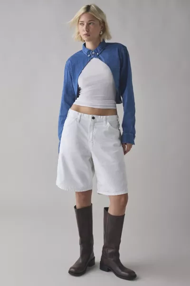 ReMADE By UO Denim Shirt Bolero Top