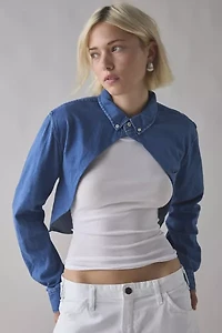 ReMADE By UO Denim Shirt Bolero Top