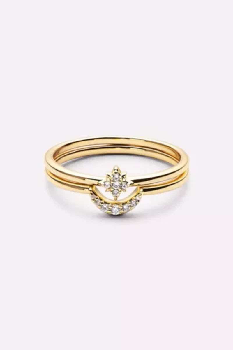 Ana Luisa Sky Set Moon and Star Rings
