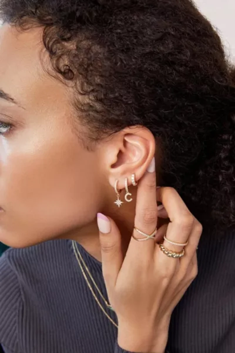 Ana Luisa Celeste Crescent Moon Huggie Hoops