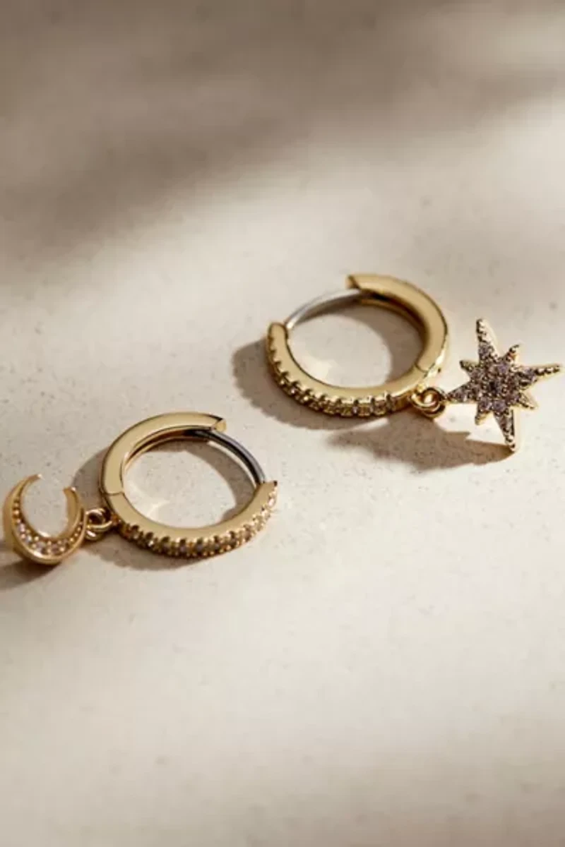 Ana Luisa Celeste Crescent Moon Huggie Hoops