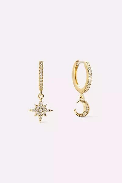 Ana Luisa Celeste Crescent Moon Huggie Hoops
