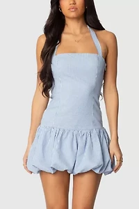 Edikted Pinstripe Bubble Skirt Mini Dress