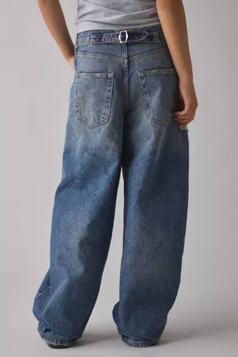 BDG Logan Deconstructed Buckle Baggy Barrel Jean