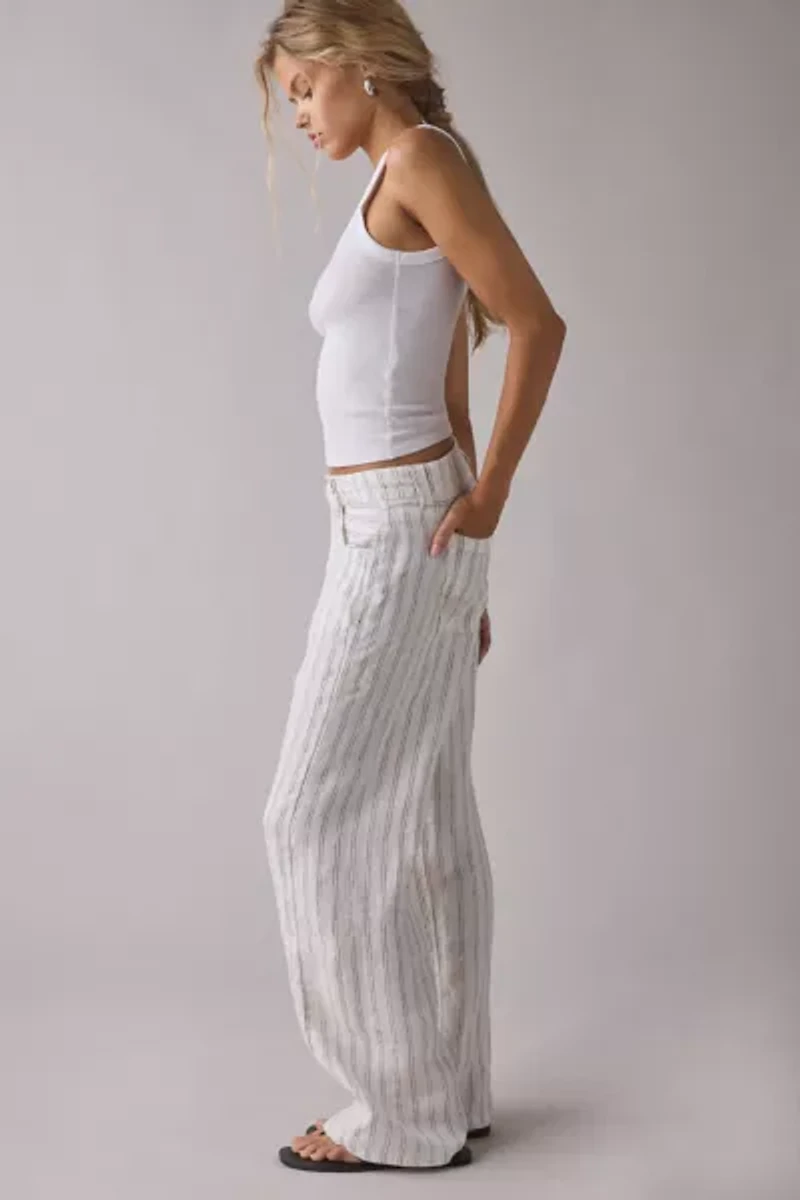 BDG Kayla Pinstripe Linen Low-Rise Pant