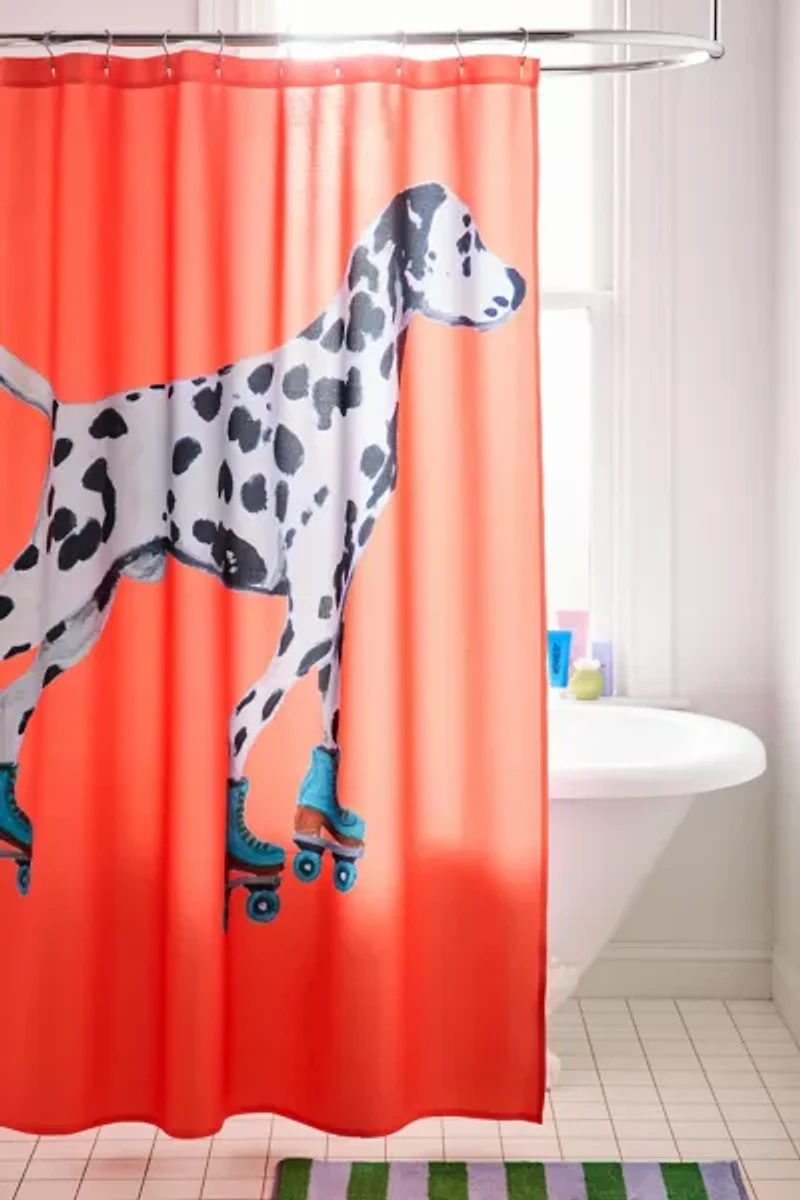 Coco de Paris Dalmatian Rollerskater Shower Curtain