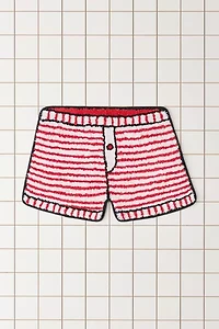 Striped Boxer Short Plush Tufted Bath Mat