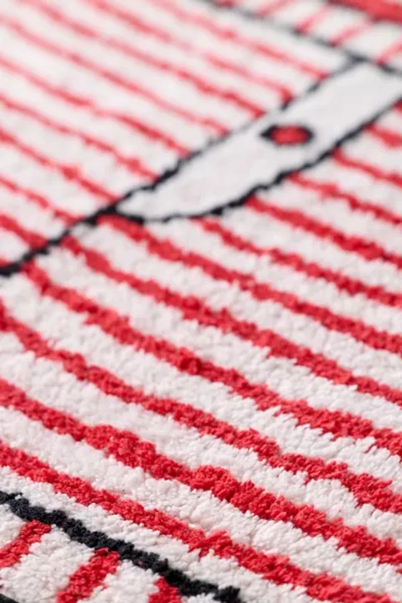 Striped Boxer Short Plush Tufted Bath Mat