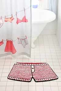 Striped Boxer Short Plush Tufted Bath Mat