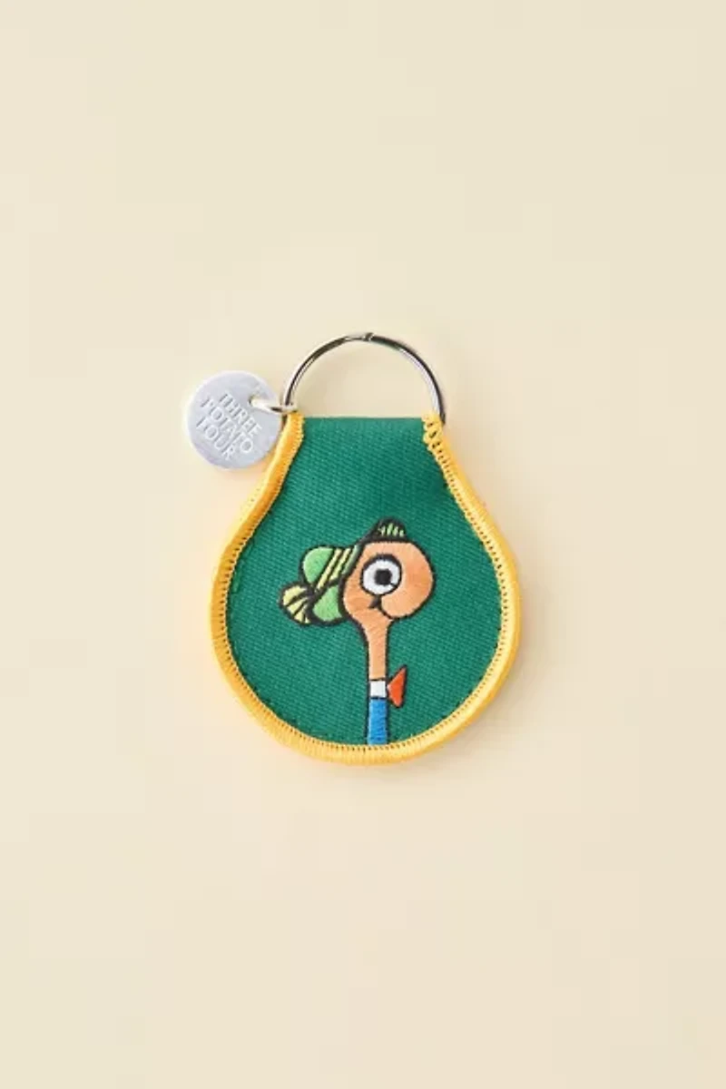 Three Potato Four X Richard Scarry Lowly Worm Patch Embroidered Keychain