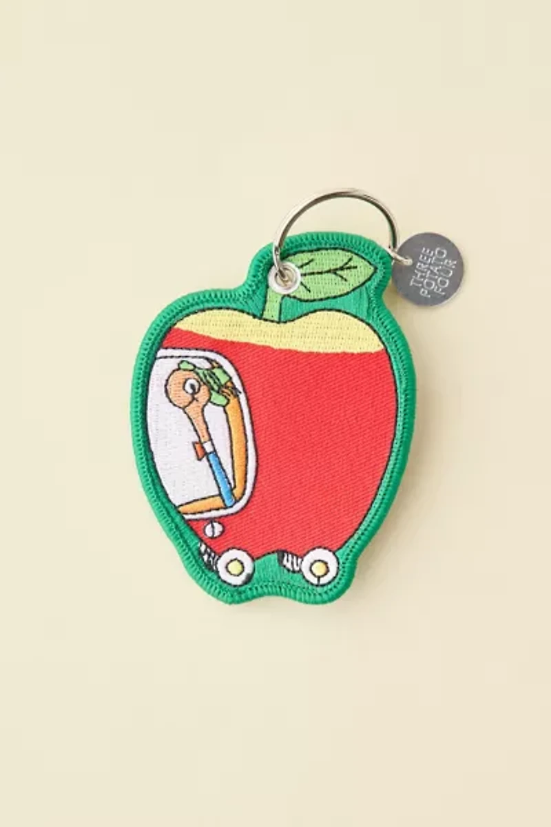 Three Potato Four X Richard Scarry Apple Car Embroidered Patch Keychain