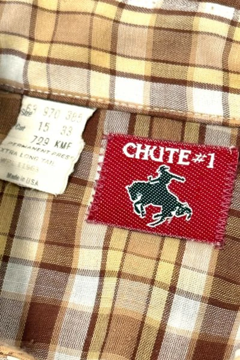 Vintage 1970's Chute Western Plaid Pearl Snap Shirt