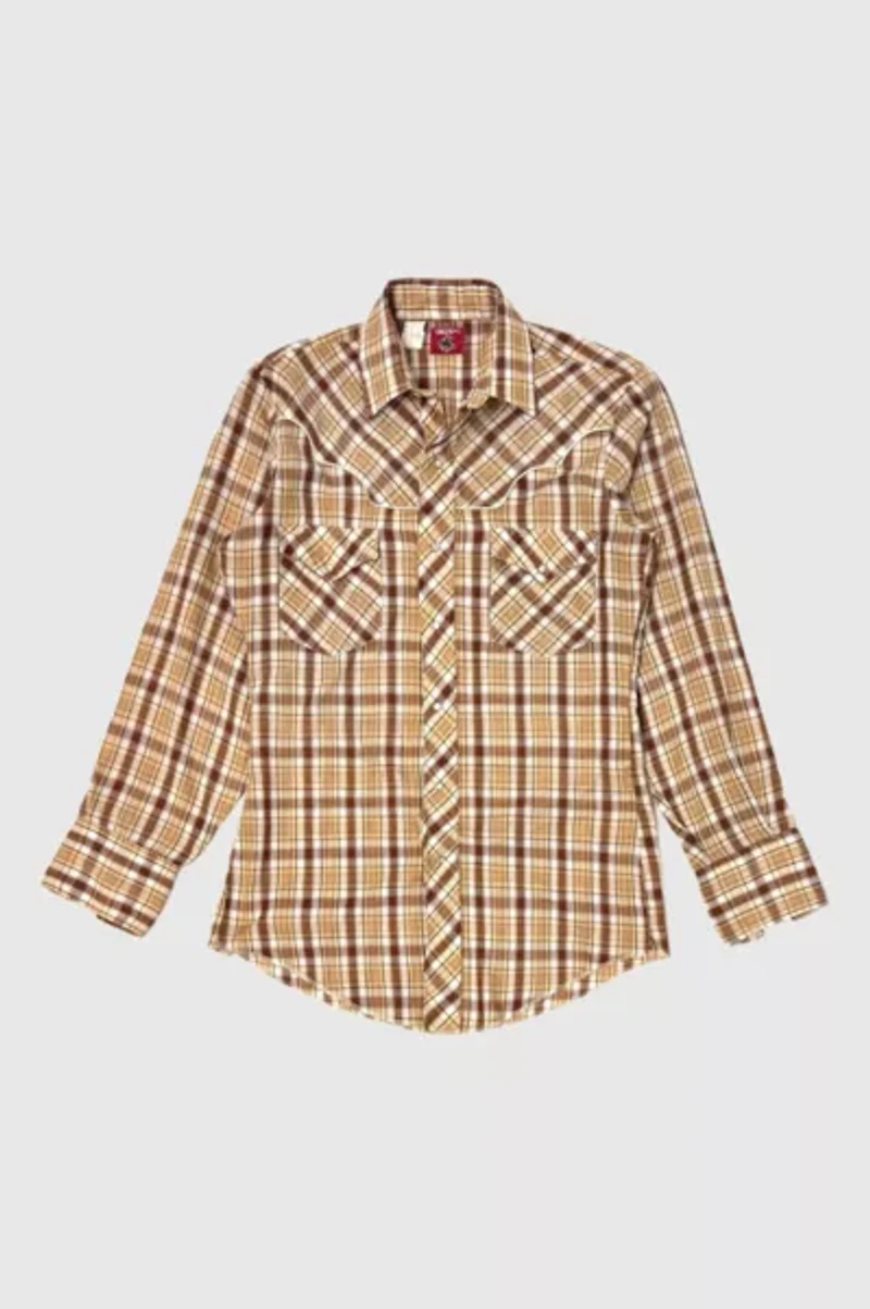 Vintage 1970's Chute Western Plaid Pearl Snap Shirt
