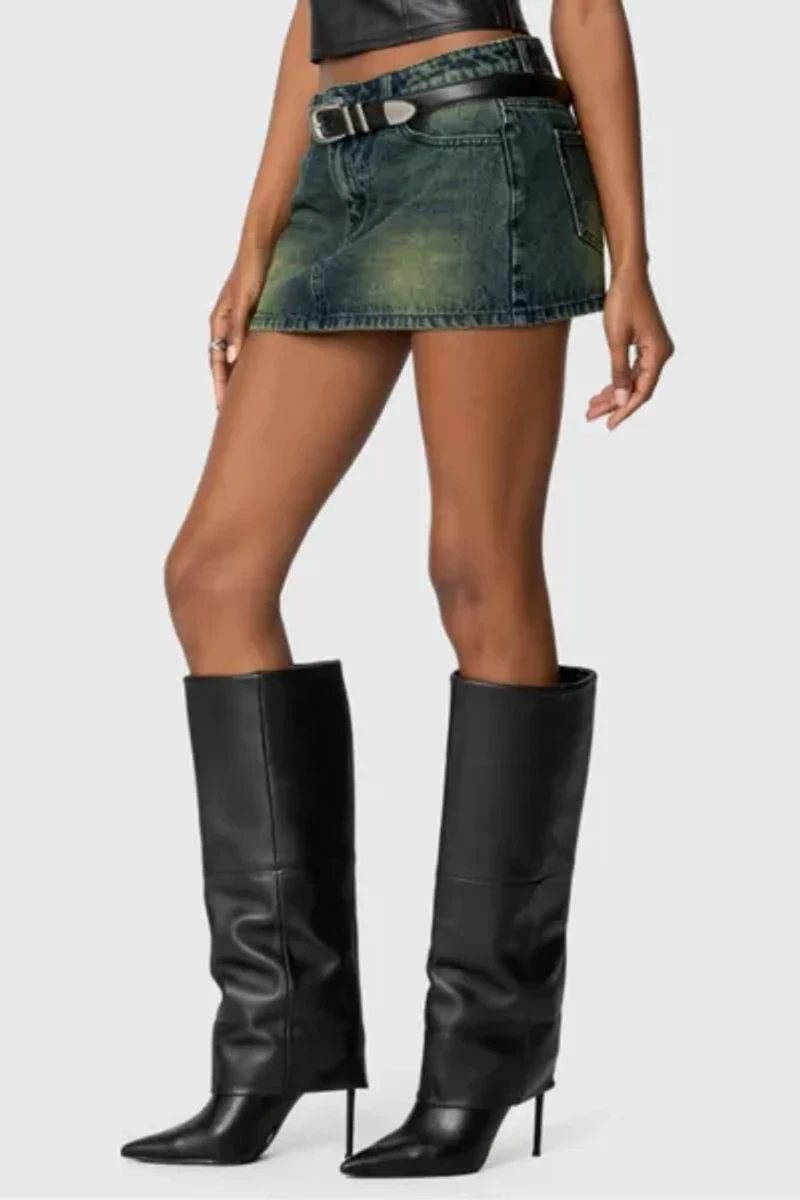Edikted Riviere Washed Denim Mini Skirt