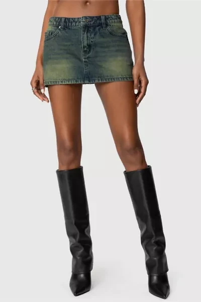 Edikted Riviere Washed Denim Mini Skirt