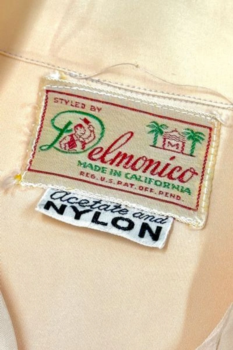 Vintage 1950's Delmonico Satin Selvedge Loop Collar Shirt