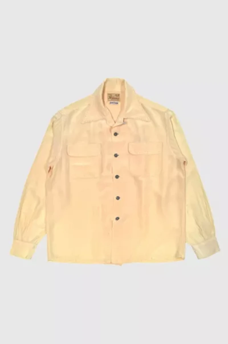 Vintage 1950's Delmonico Satin Selvedge Loop Collar Shirt