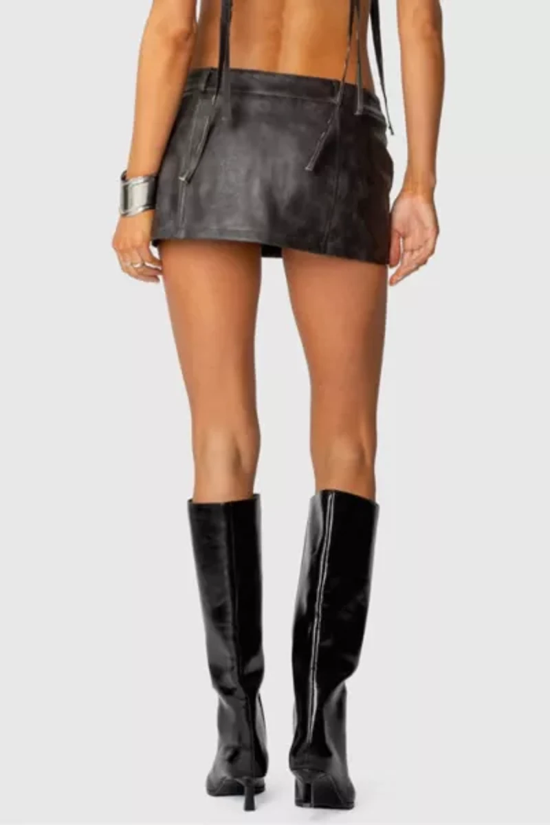 Edikted Sadaf Faux Leather Mini Skort