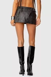 Edikted Sadaf Faux Leather Mini Skort