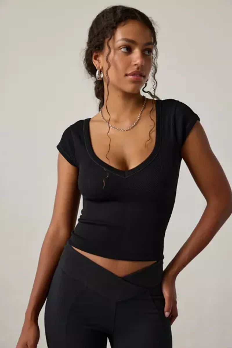 Out From Under Jade Seamless Knit Cutout Short Sleeve Tee