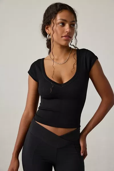 Out From Under Jade Seamless Knit Cutout Short Sleeve Tee