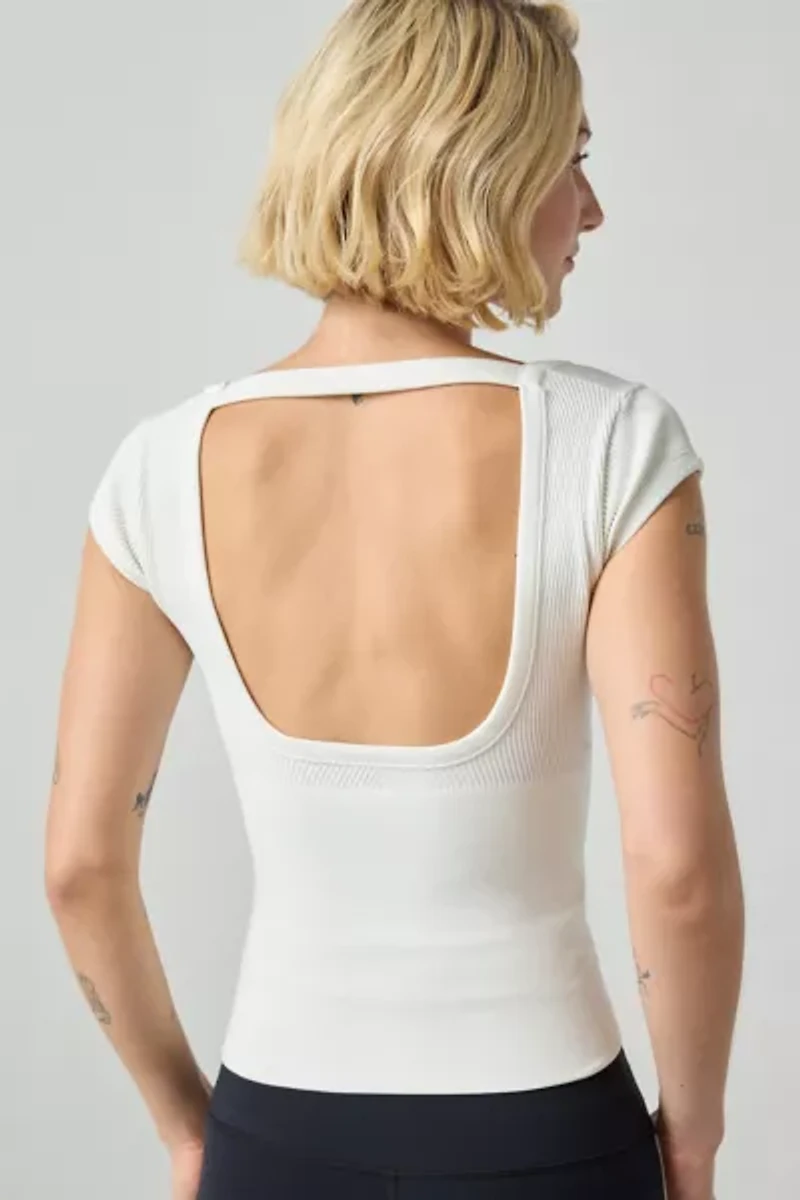 Out From Under Jade Seamless Knit Cutout Short Sleeve Tee