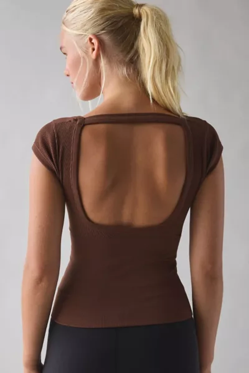 Out From Under Jade Seamless Knit Cutout Short Sleeve Tee