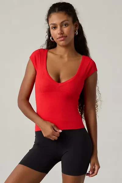 Out From Under Jade Seamless Knit Cutout Short Sleeve Tee